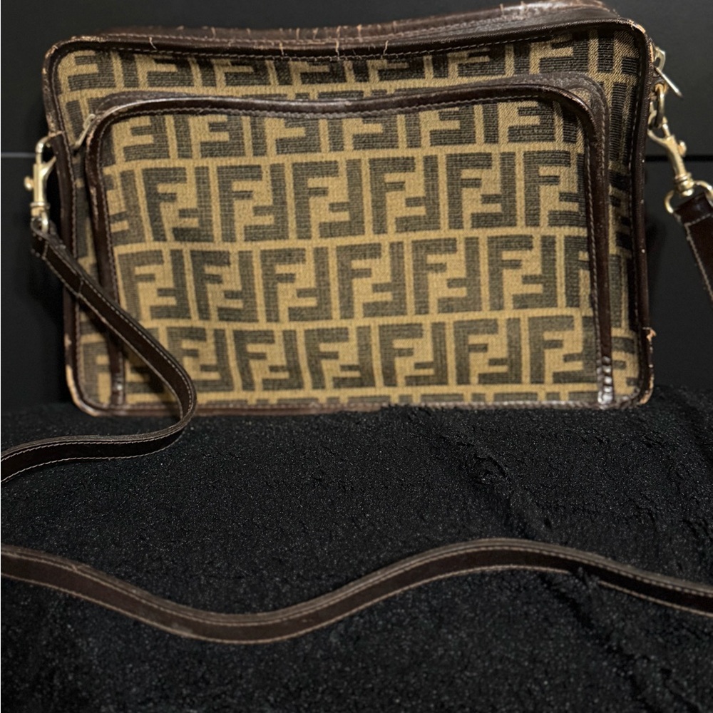 Fendi Brown Monogram Crossbody Bag/ w entrupy COA